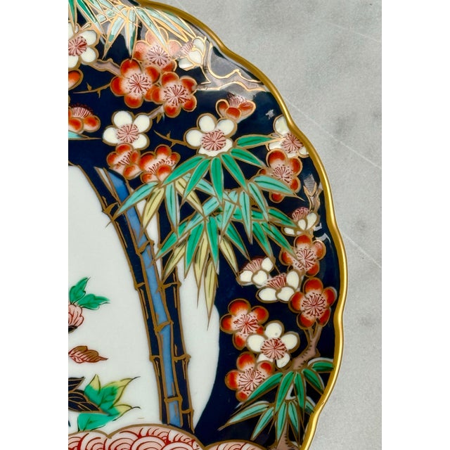 Blue Vintage Japanese Imari Scalloped Plate For Sale - Image 8 of 12