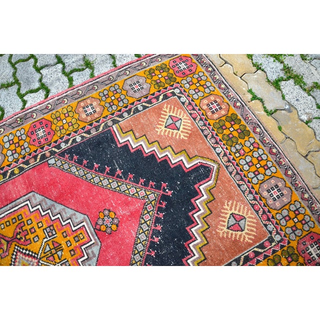 Red Vintage Nomadic Turkish Capadocia Rug For Sale - Image 8 of 11