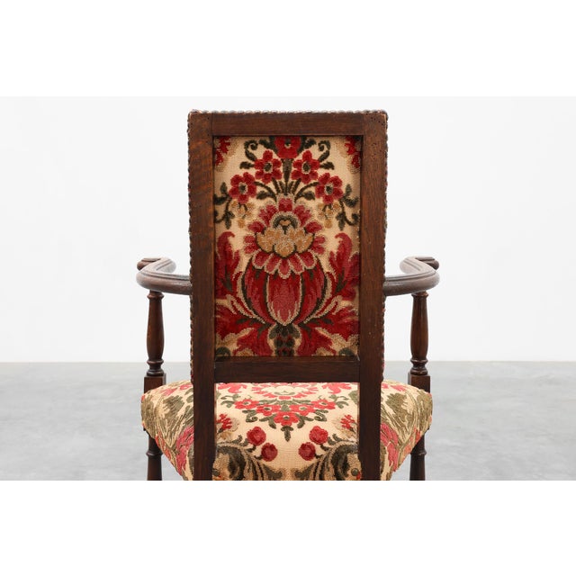 Antique Oak Louis XIII Chair with Floral Upholstery, France, 1890 For Sale - Image 11 of 15