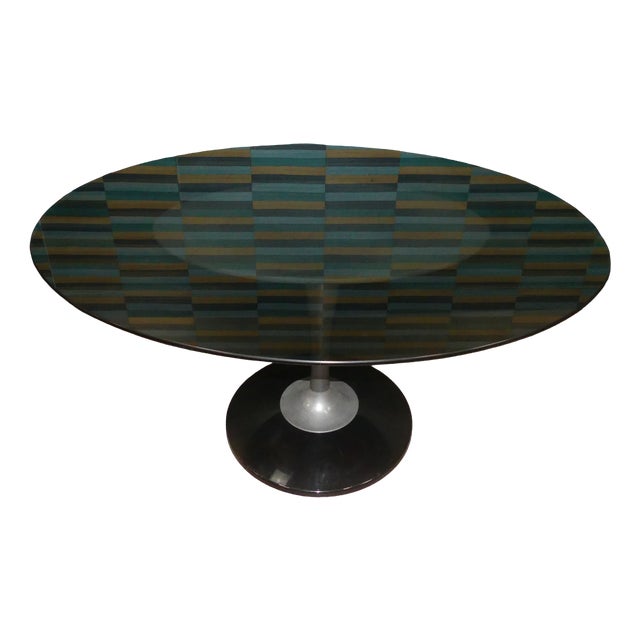 Space Age Dining Table in Glass and Aluminum, USA, 1970s For Sale