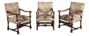 Antique Baroque Armchairs in Walnut, 1800, Set of 3
