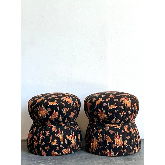 Vintage Upholstered Elephant Low Stools - A Pair For Sale - Image 9 of 12