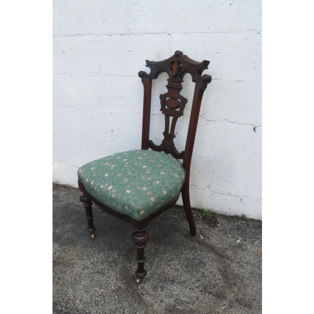 Victorian Late 1800s Carved Small Accent Side Chairs 6227 For Sale In Miami - Image 6 of 18