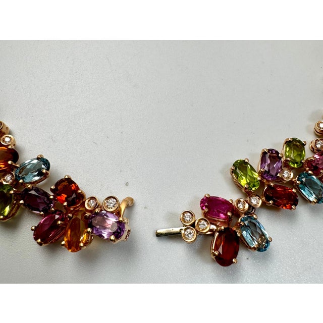 Multi Colored Gemstone Diamond Rainbow Necklace By H. Stern, 18K Yellow Gold 89g For Sale - Image 4 of 18