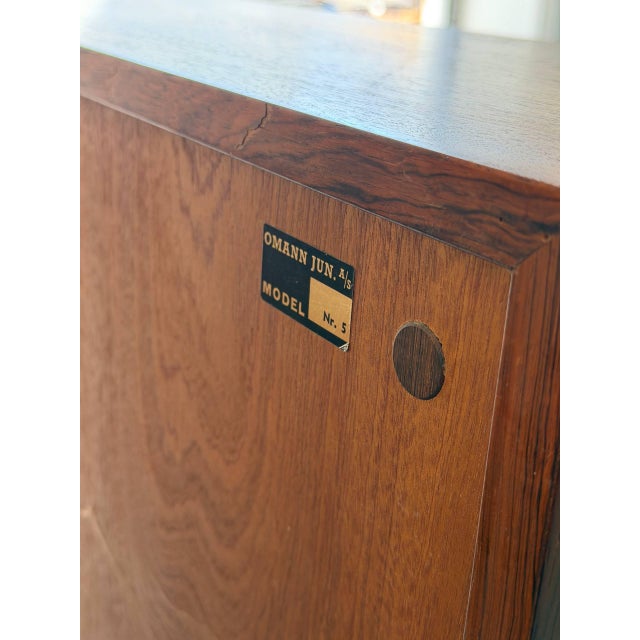 Rosewood Bookcase Cabinet With Slender Tapered Legs Denmark Mid-Century Modern 1960s For Sale - Image 4 of 10