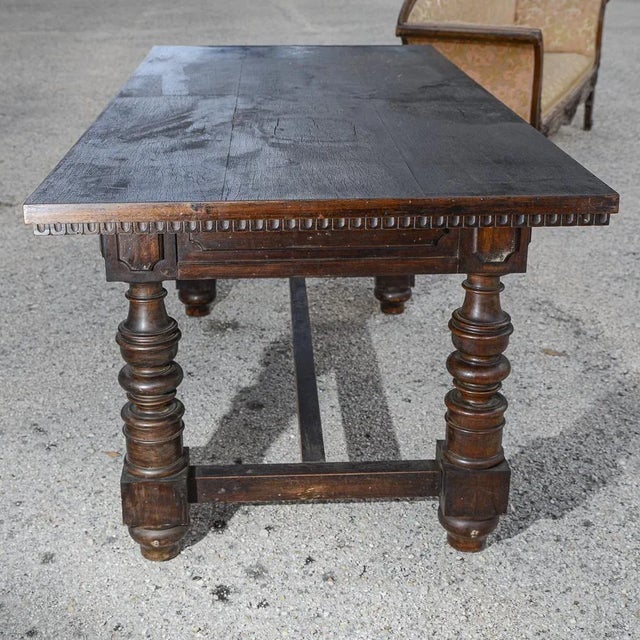 1920s Renaissance Walnut Writing Table in Ebony-Stained wood, Italy, 1930s For Sale - Image 5 of 9