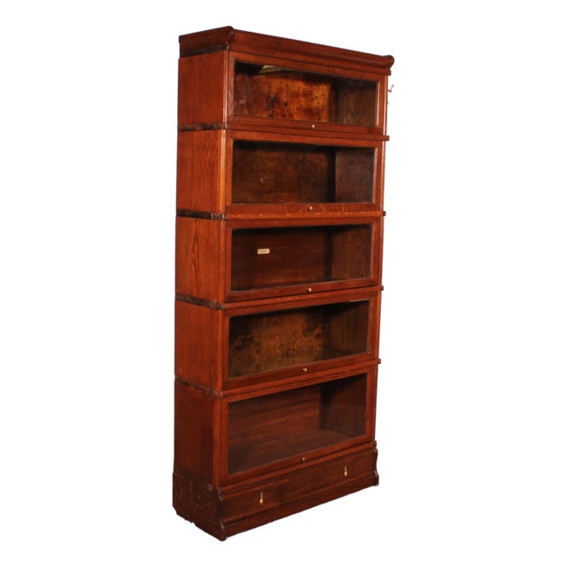 Oak Bookcase with Drawer by Globe Wernicke For Sale