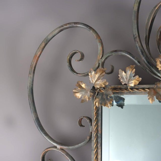 Vintage LaBarge Glass , Silver & Gilt Metal Floral & Foliage Pier Table & Mirror For Sale - Image 12 of 12