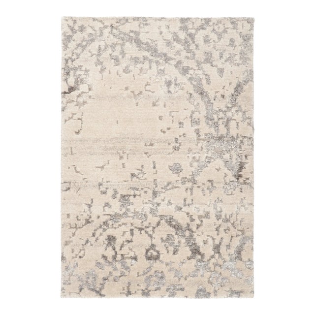 Contemporary High-Low Geometric Beige & Gray Wool Rug by Rug & Kilim, India For Sale
