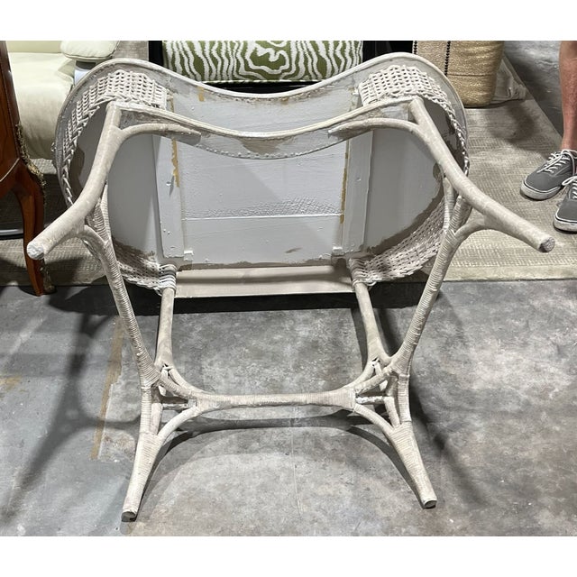 Light Gray Antique Oriole Wicker Writing Desk or Vanity and Chair. Withrow For Sale - Image 8 of 18