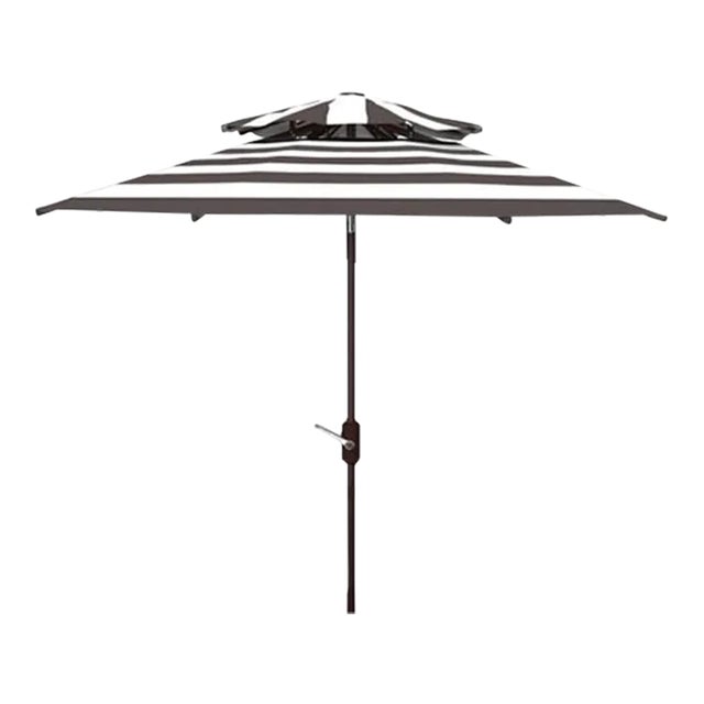 Outdoor Iris Fashion Line 9ft Double Top Umbrella - Grey/White For Sale