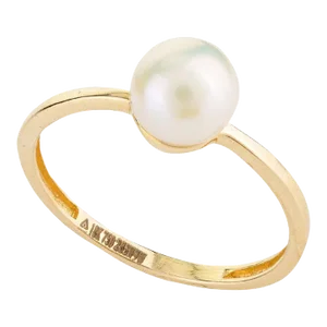 18k Pearl Single Stone Ring Size 7