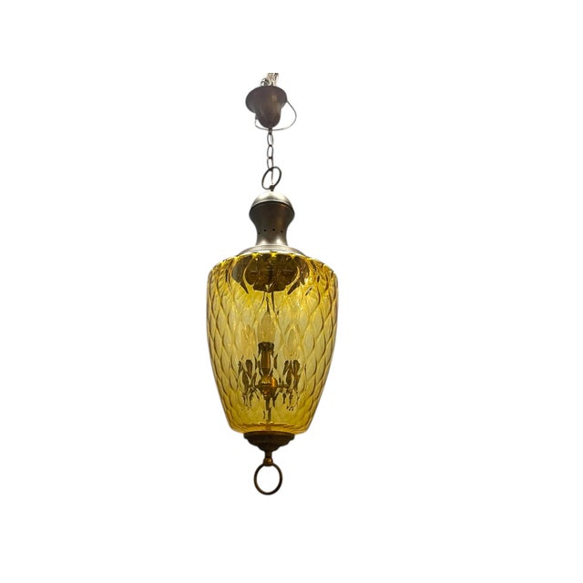 Vintage Amber Glass Pendant Light, 1960s For Sale - Image 12 of 12