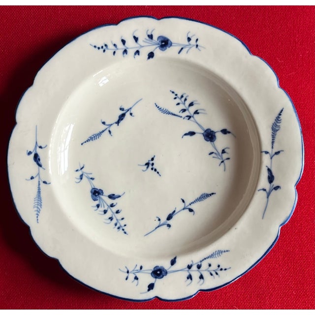 Antique 18th Century French Louis XV Chantilly Porcelain Soup Bowl or Plate in Blue and White Sprig, Circa 1760 For Sale - Image 4 of 8