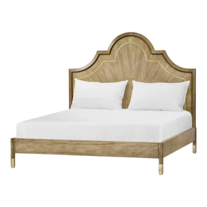 Modern Walnut and Brass King Size Bed