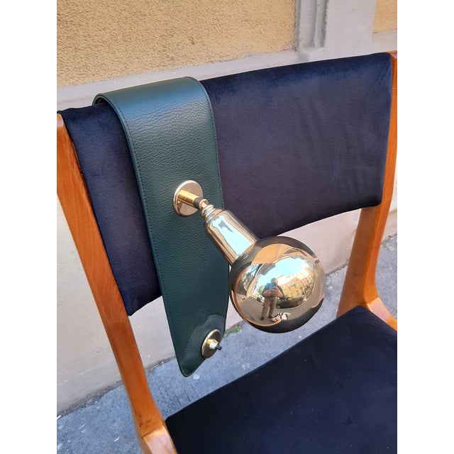 Model LP01 Armchair Lamp in Dark Green, Polished Brass with Power Bank Charging by Luigi Caccia Dominioni for B&B Italia,...