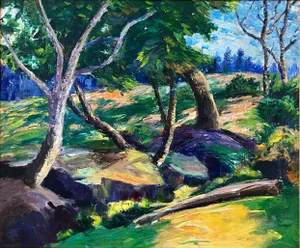 Mid 20th Century Carl Thorp California Landscape Oil Painting on Canvas