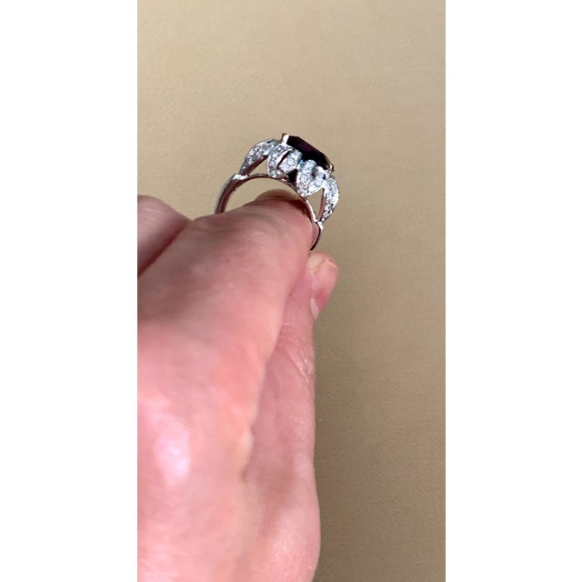 6.5 Carat Amethyst And 1.5 Carat Diamond Ring 18 Karat White Gold, 1970s, Italy For Sale - Image 14 of 18