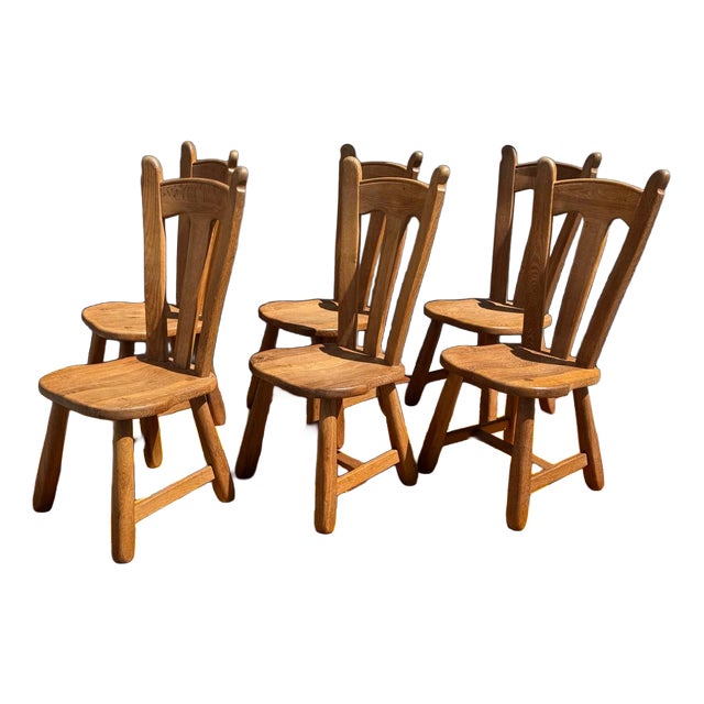 Brutalist Chair in Oak by De Puydt, 1960s For Sale