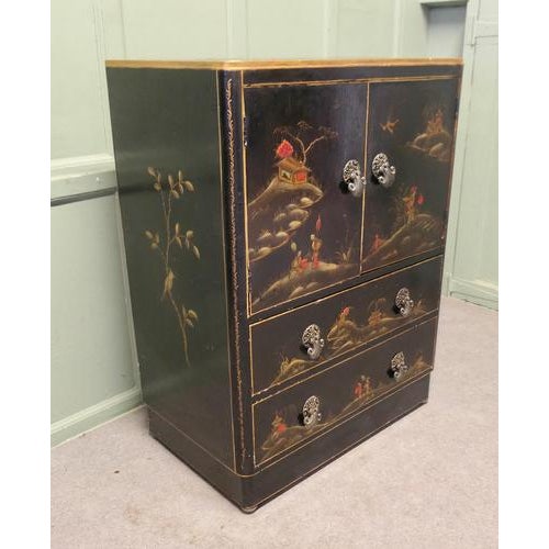 Paint 20th Century Black Chinoiserie Lacquer Cupboard, 1910 For Sale - Image 7 of 9