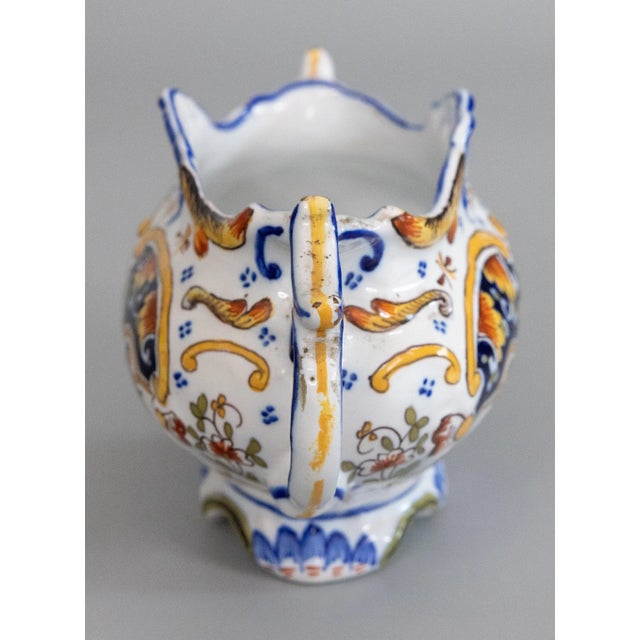 A lovely antique petite French faience hand painted jardiniere / cachepot / planter from Rouen, France, circa 1900....