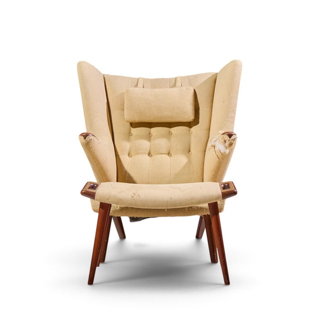 Brown Hans Wegner for Ap Stolen Ap19 Mid Century Papa Bear Chair and Ottoman - Pair For Sale - Image 8 of 16