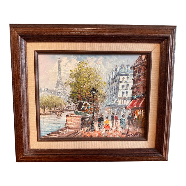 Framed Paris Street Scene With the Eiffel Tower For Sale