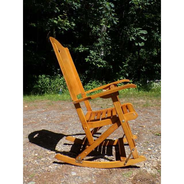 Vintage Mid Century Maple Folding Rocking Chair Rocker Clement MFG Canada For Sale - Image 10 of 18