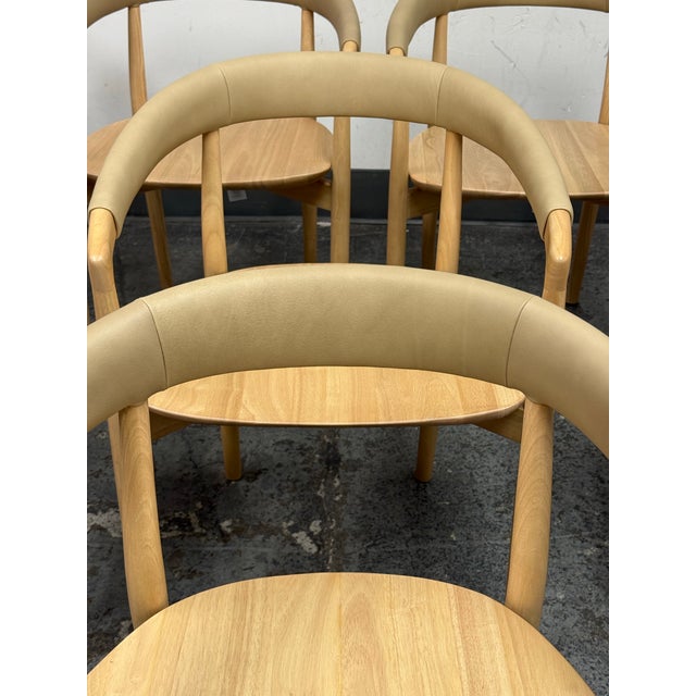 Sand West Elm Irvine Sand Leather Dining Chairs, Set of Eight For Sale - Image 8 of 12