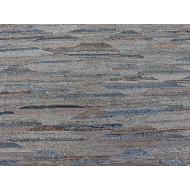 2020s Hand Woven Diamond Modern Kilim Geometric by Keivan Woven Arts 8'10 X 11'10 For Sale - Image 5 of 13