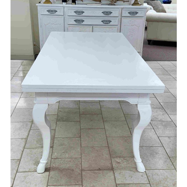French Provincial Vintage Painted French Country Extension Dining Table For Sale - Image 3 of 16