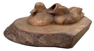 Japanese Waterfowl in Carved Wood, 1940s
