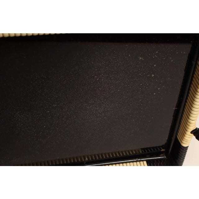 Art Deco Cream and Black Woven Rubber Vanity/Serving Tray With Glass Surface For Sale - Image 14 of 15
