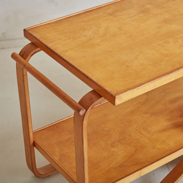 1930s Iconic + Rare Early Edition Bar Cart by Alvar + Aino Aalto for Artek, Designed in 1936 For Sale - Image 5 of 10