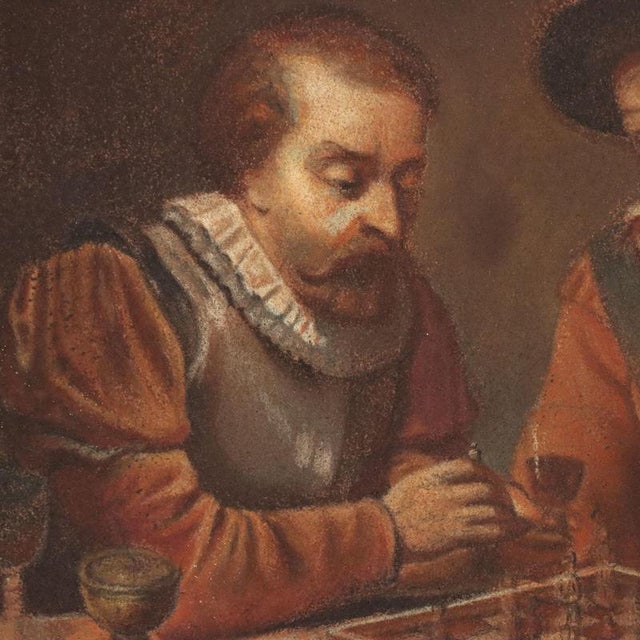 English School, The Chess Players, Pastel on Paper, Framed For Sale - Image 5 of 12