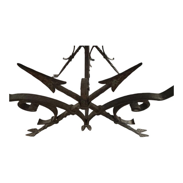 Gothic Vintage Heraldic Enamel Tile & Wrought Iron Accent Table For Sale - Image 3 of 6