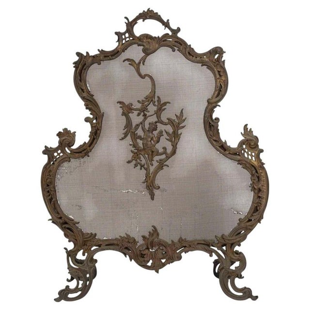 Gray Napoleon III Louis XV-Style Bronze Fireplace Screen, 1800s For Sale - Image 8 of 8