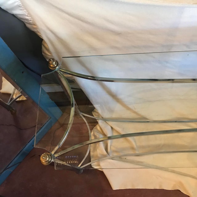 1960s 1960s Hollywood Regency Chrome Glass Console Table For Sale - Image 5 of 7