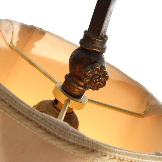 Antique Arts & Crafts Polychromed Gilt Bronze Adjustable Bridge Lamp C1930 For Sale - Image 12 of 13