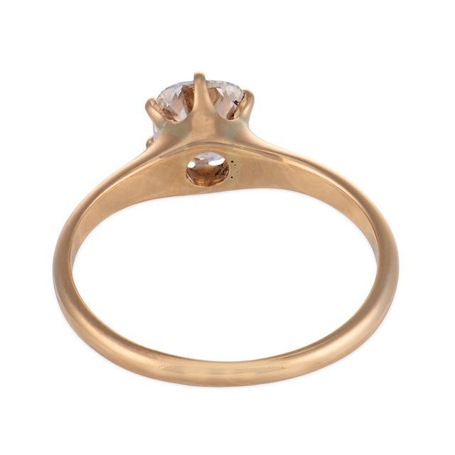 1900-1909 Victorian Gia 0.91 Carat Diamond 14k Yellow Gold Solitaire Engagement Ring, Size 5.75 For Sale In Los Angeles - Image 6 of 6