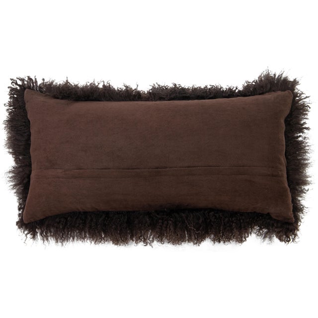 Modern Modern Mongolian Lamb Fur Single Side Pillow in Light Brown For Sale - Image 3 of 5