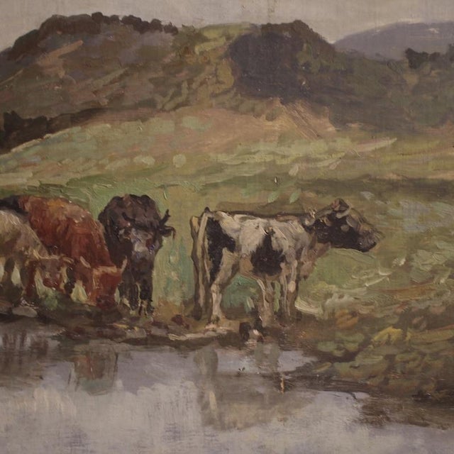 Giron, Bucolic Landscape, 20th Century, Oil Painting on Canvas For Sale - Image 14 of 16