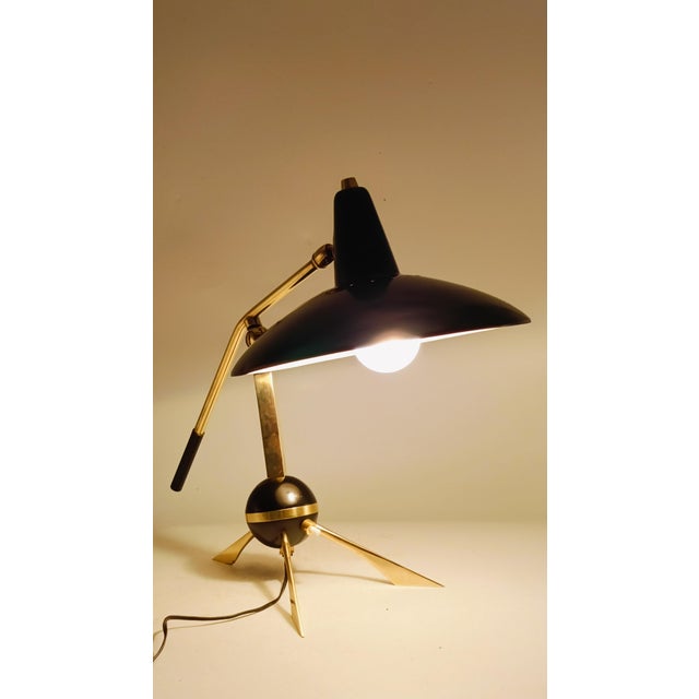 Brass and Black Metal Table Lamp by Gilardi & Barzaghi, Italy, 1950s For Sale - Image 10 of 11
