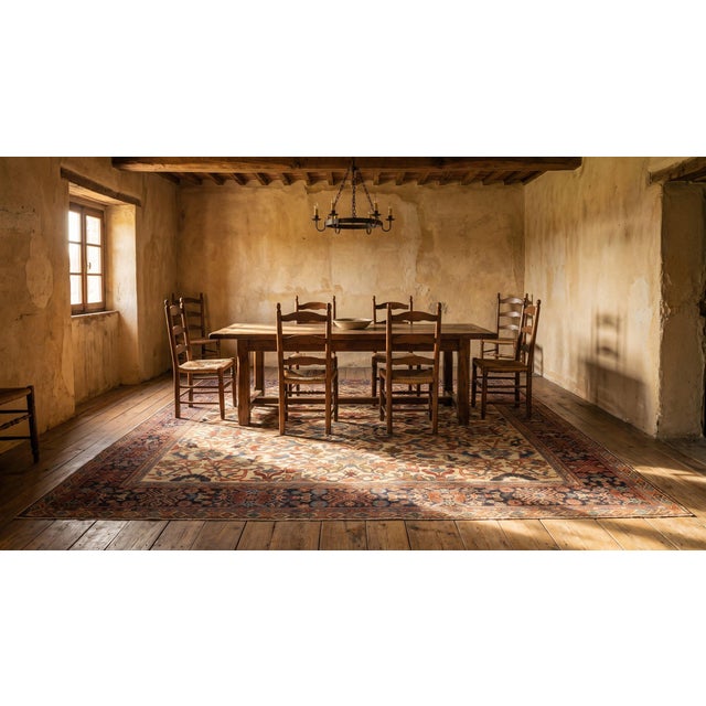 Fantastic Ivory Background Color With Details Rosettes and Arabesques Antique Persian Sultanabad Rug For Sale - Image 15 of 15