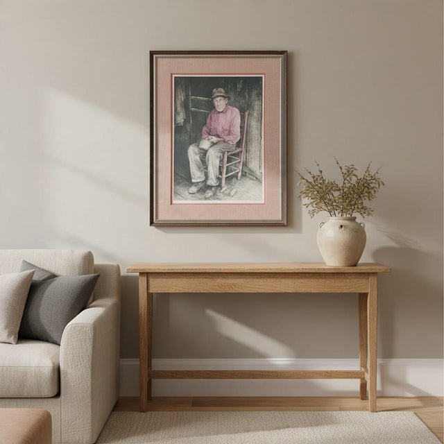 Farmhouse 1970s Hubert Shuptrine "Patient Turn"-Framed Southern Country Art Print-Hand Signed For Sale - Image 3 of 11