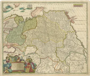 Antique Map of Russia and Central Asia with the Northeast Passage
