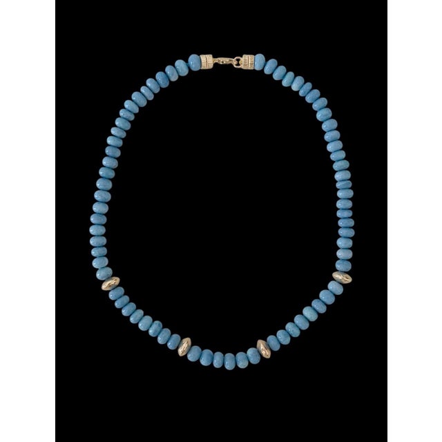 Modern Oregon Blue Opal Necklace With 14k Gold For Sale - Image 3 of 6