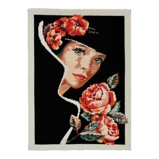 Unframed Completed “The Smell of Roses” Needlepoint Made in France For Sale