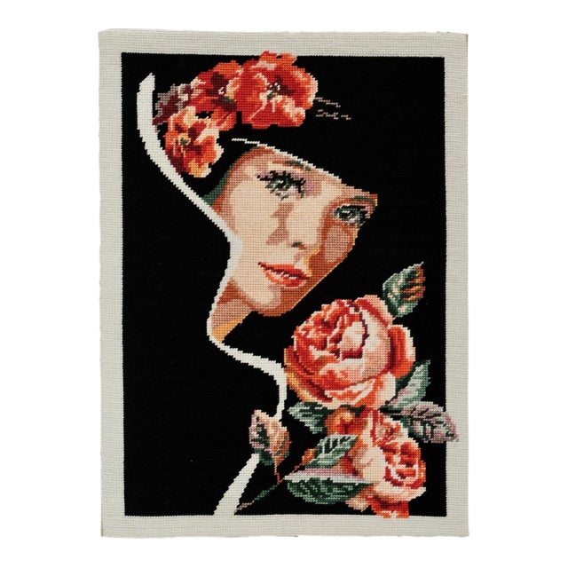 Unframed Completed “The Smell of Roses” Needlepoint Made in France For Sale