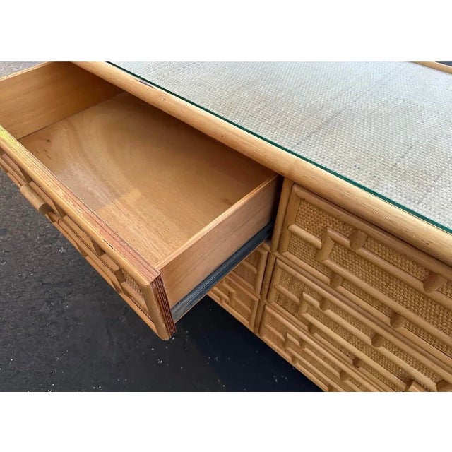Vintage Organic Modern Restored Woven Rattan Sideboard,Credenza,Console,Dresser With Bamboo Trim Accents For Sale - Image 10 of 11